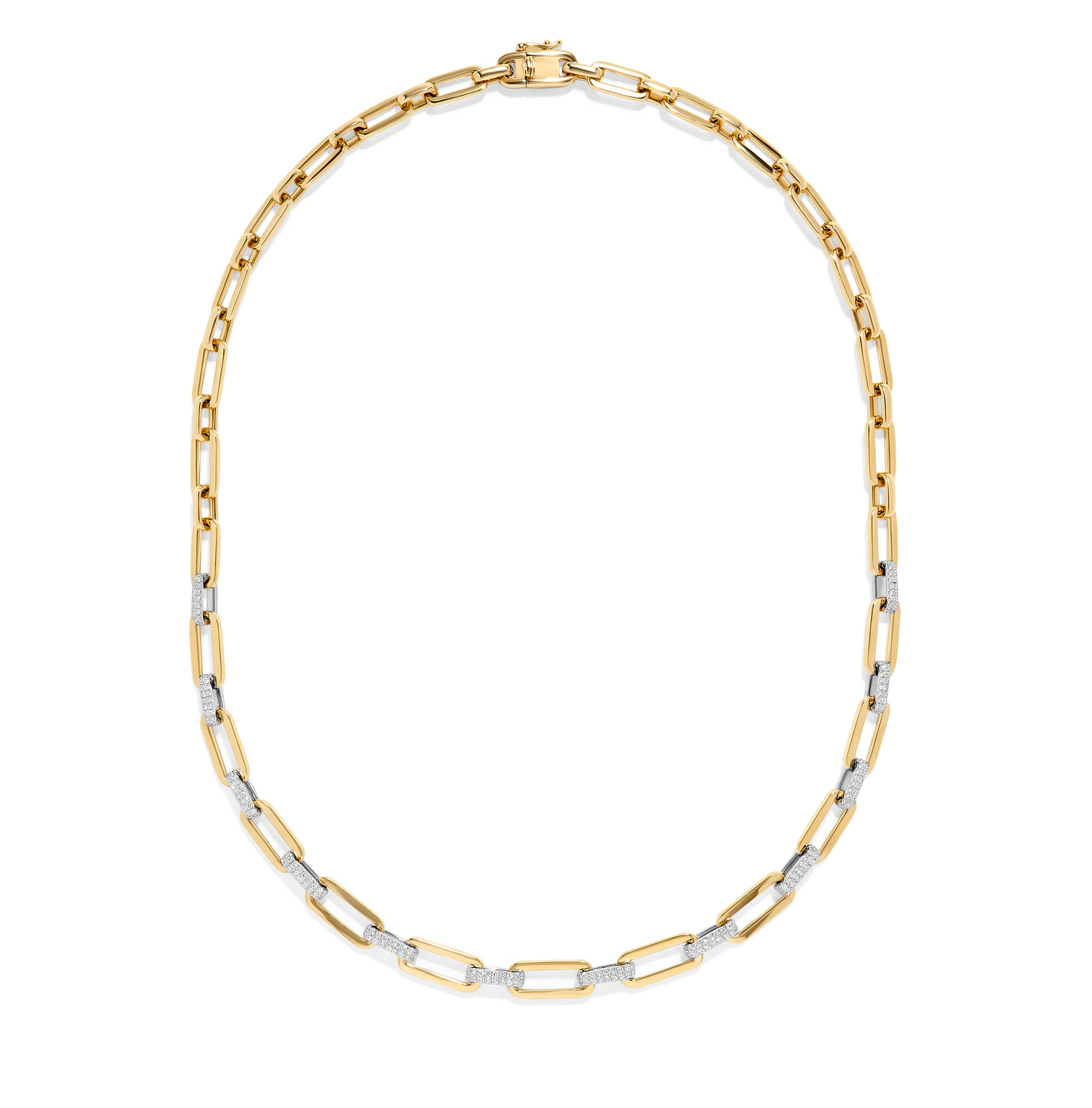 Sabel Collection Paperclip and Round Diamond Link Necklace